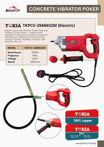 Picture of Concrete Vibrator Poker - TKPCV-35MMX2M (Electric)