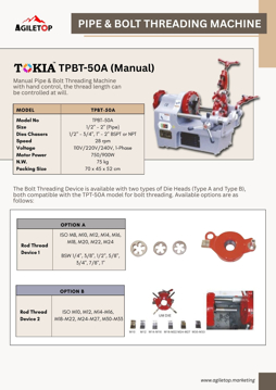 Picture of Pipe Threading Machine – TPBT-50A (Manual)