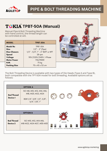 Picture of Pipe Threading Machine – TPBT-50A (Manual)